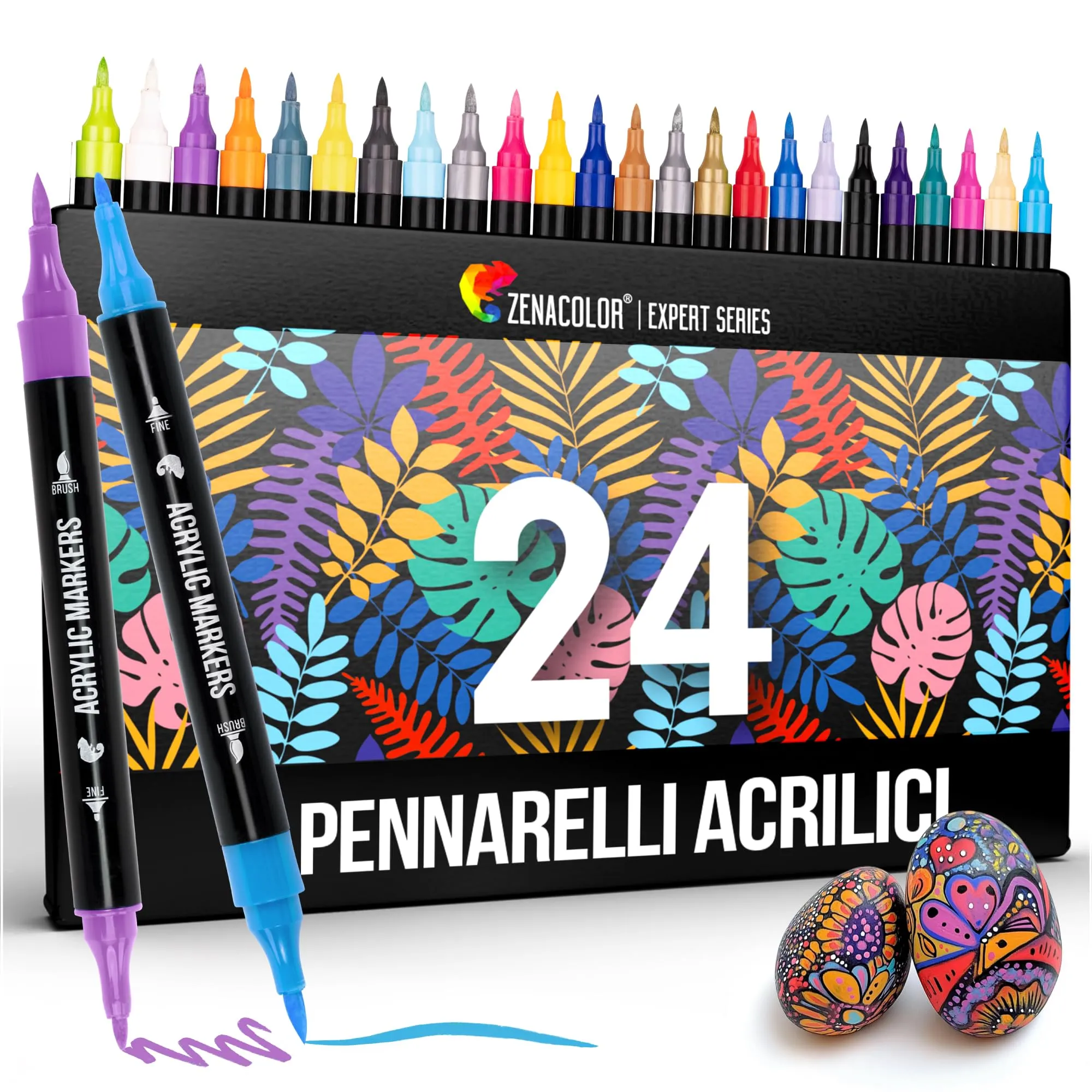 Pennarelli Acrilici a Doppia Punta - 24 Colori