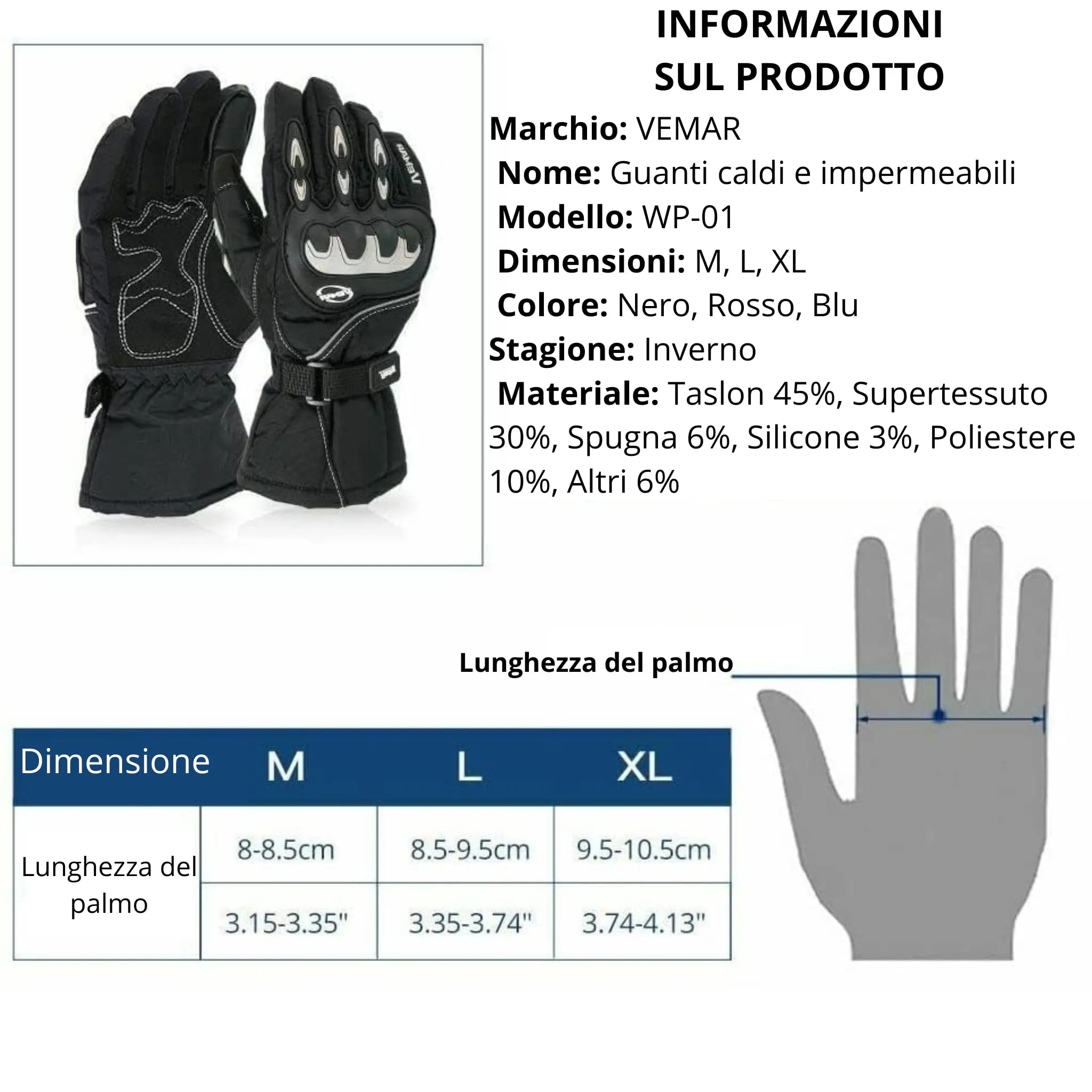 Guanti Moto Invernali Impermeabili e Touchscreen
