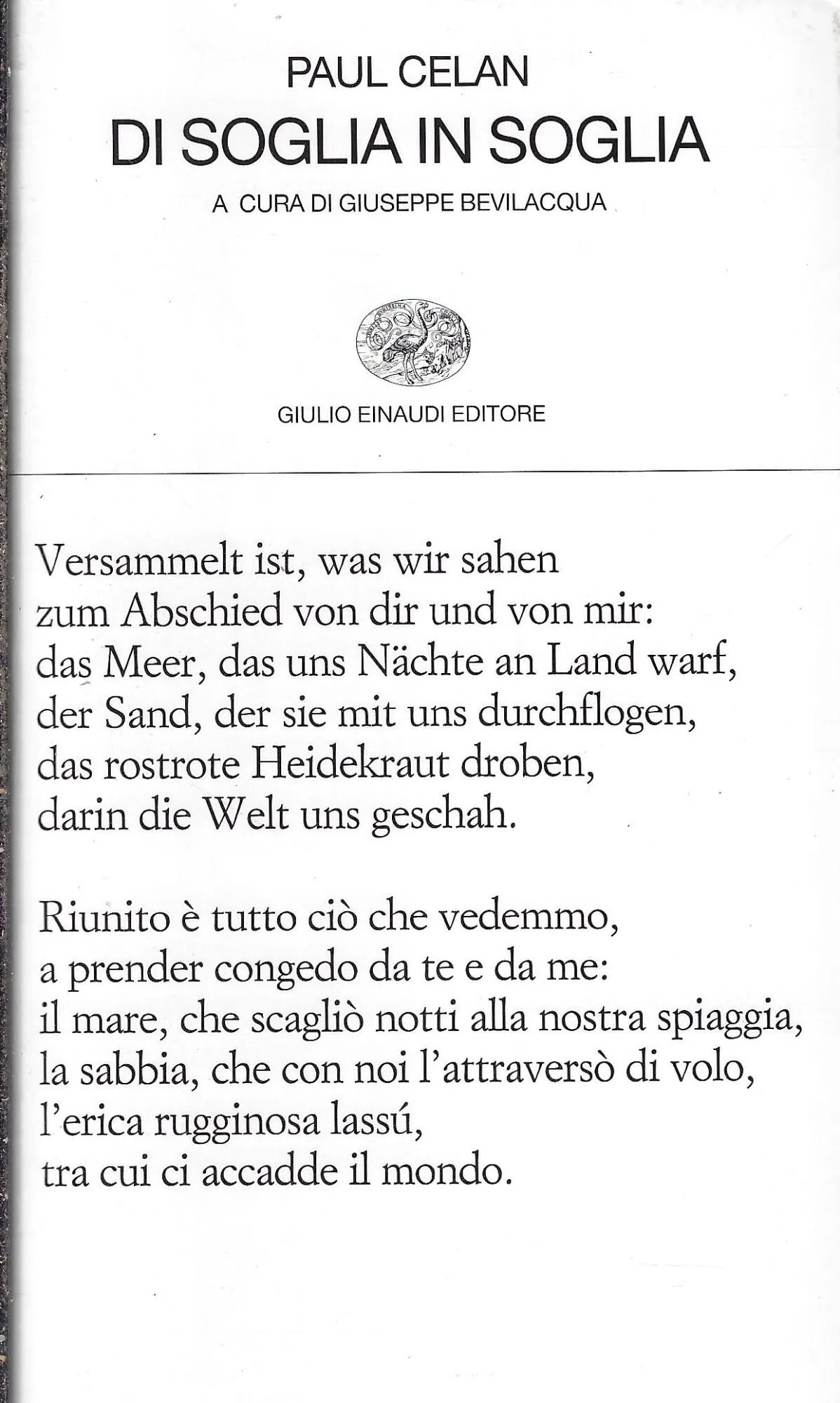 Di soglia in soglia - Paul Celan