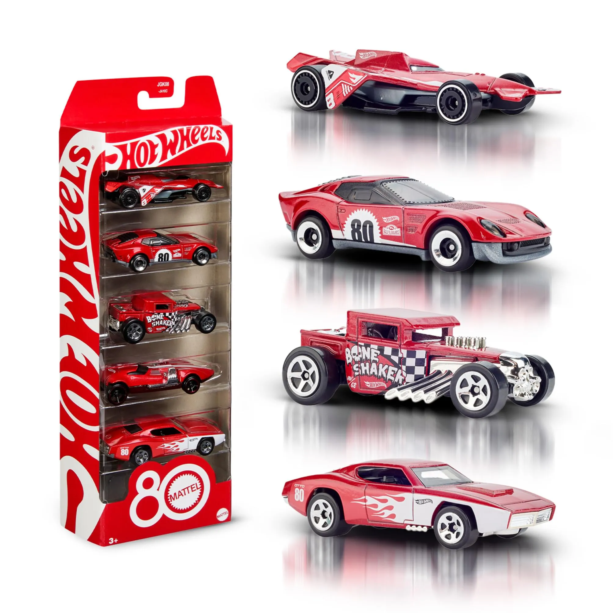 Hot Wheels - Set 5 Veicoli Core Mattel 80° Anniversario
