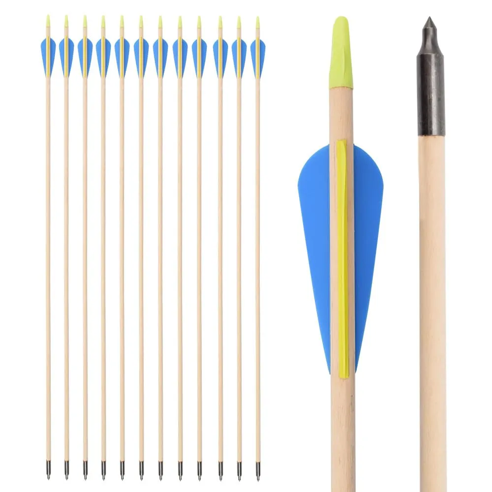 ELONG OUTDOOR Frecce in Legno da 32 Pollici per Tiro con L'Arco