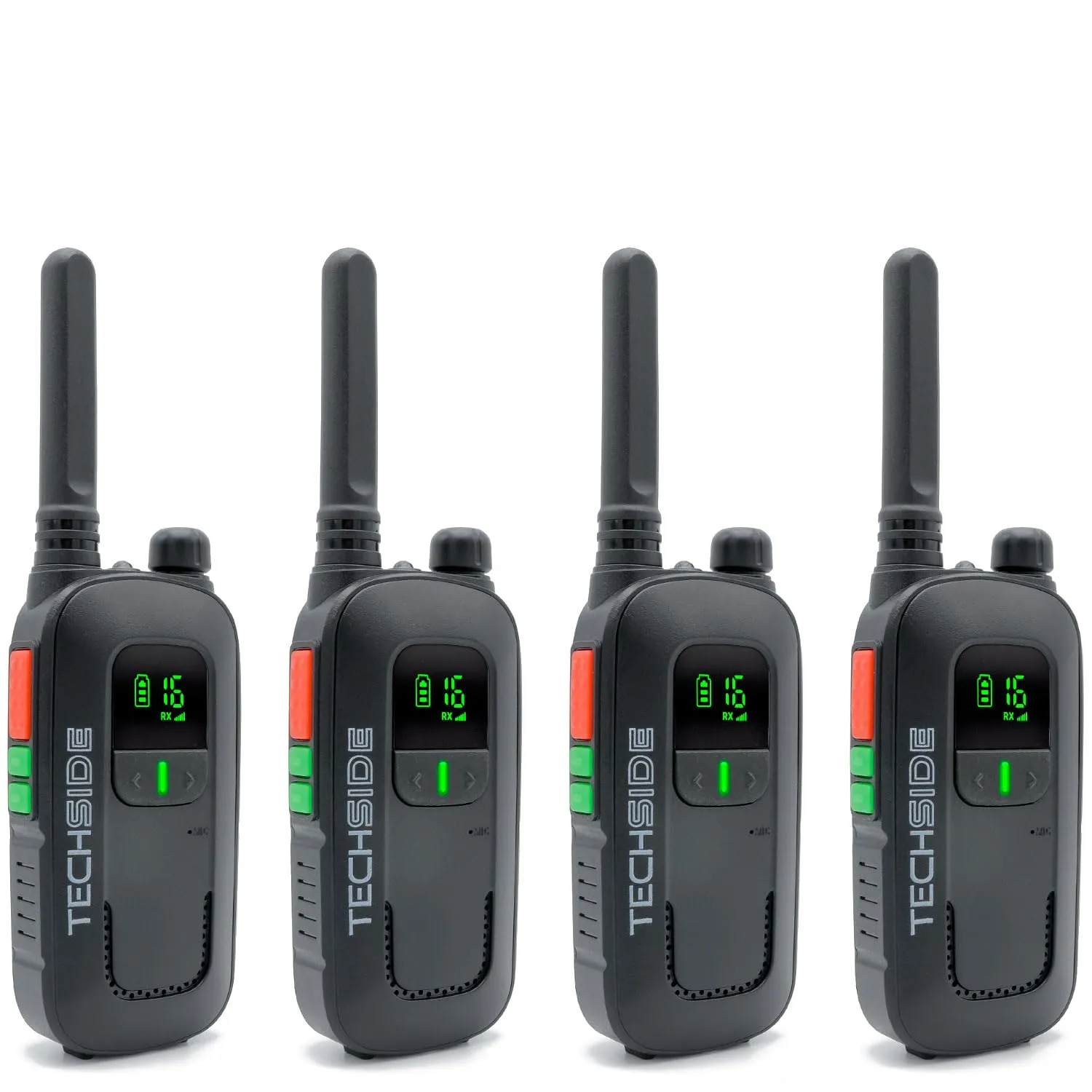 Techside TS-T2 Ricetrasmittente Professionale Walkie Talkie PMR446 - Set da 4