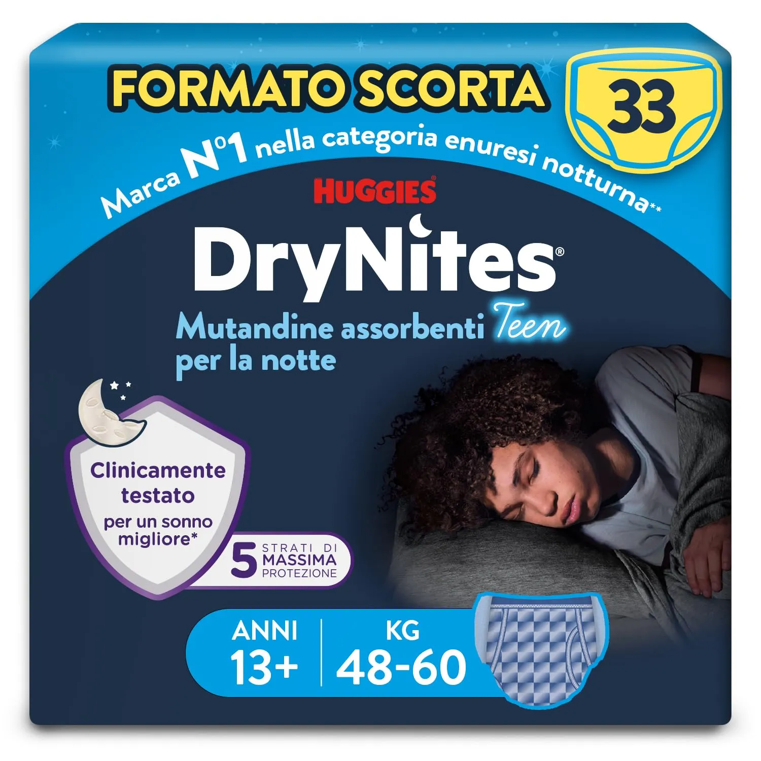 Huggies DryNites Pannolini Mutandina XL (48-60 kg) 13-19 Anni - 33 Pezzi