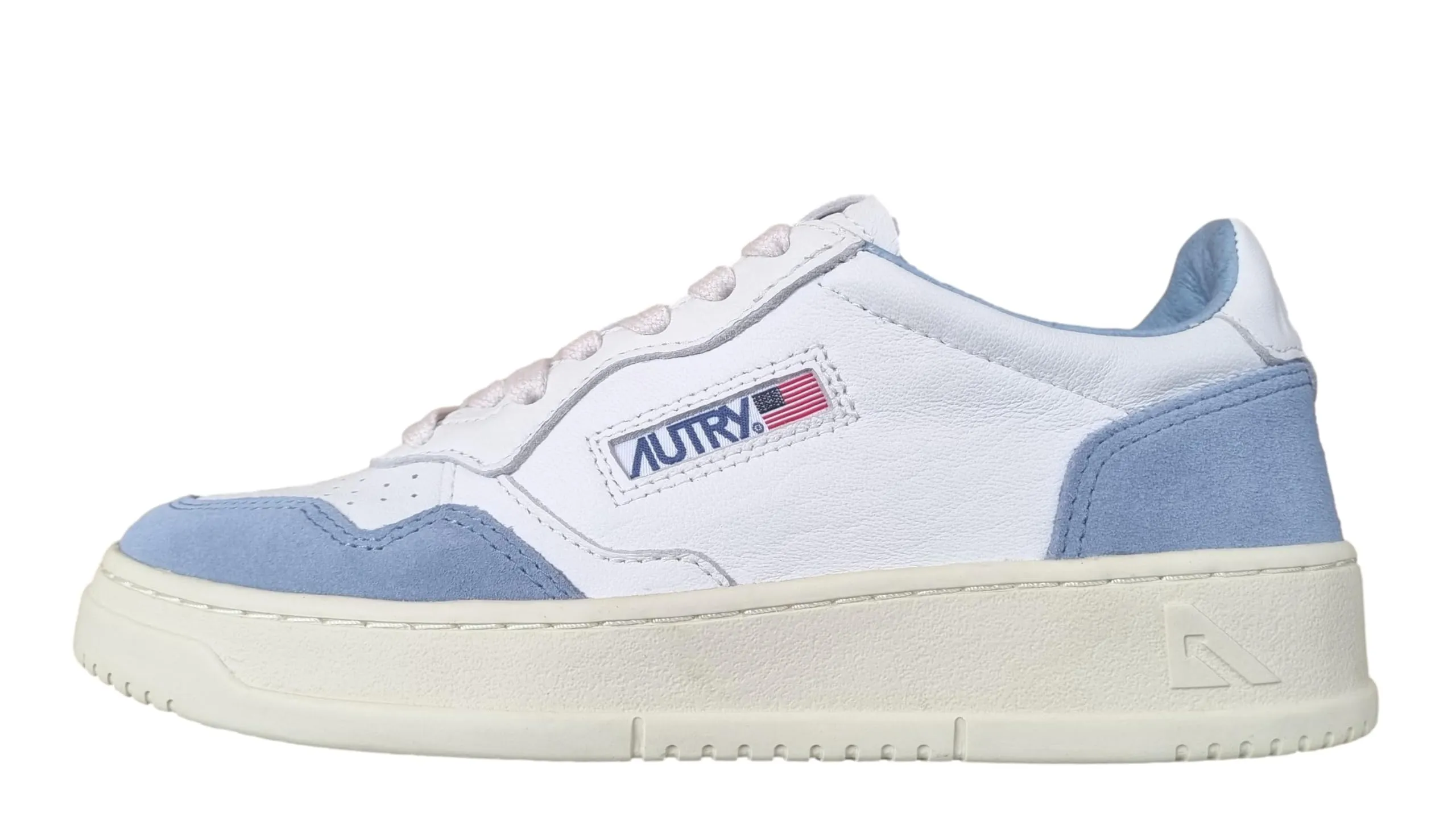 AUTRY Sneakers Donna Medalist in Pelle e Camoscio AULW GS38 Bianco Blu Jeans