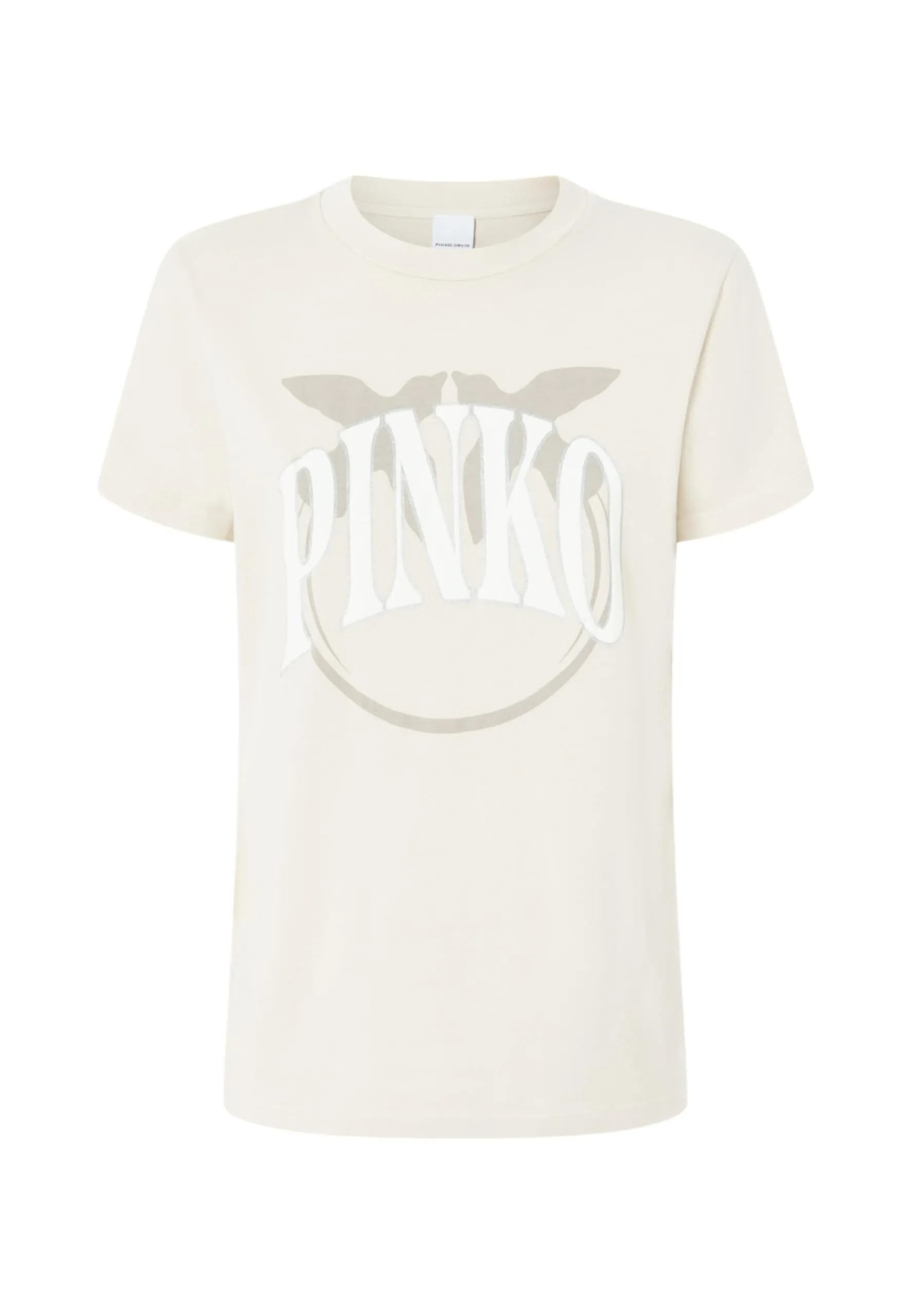 Pinko Start T-Shirt Jersey Tinto Old Stampa Logo Beige Maroso C03
