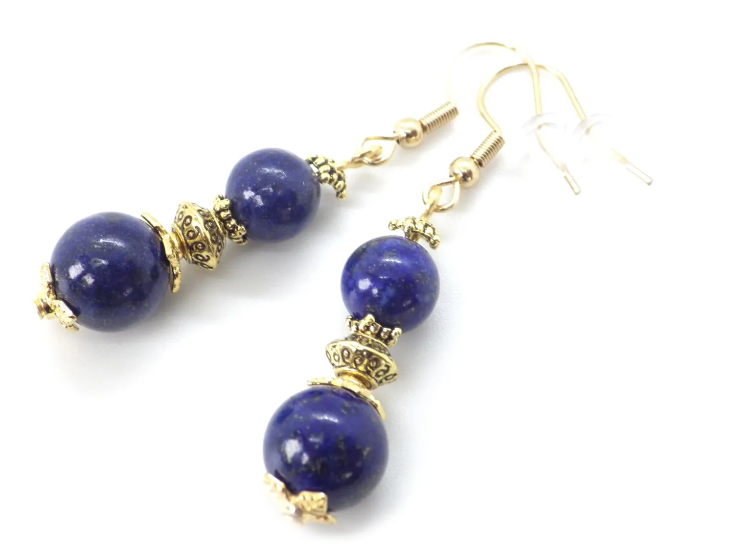 Orecchini Lapislazzuli Blu e Ottone Dorato - Fatto a Mano in Francia