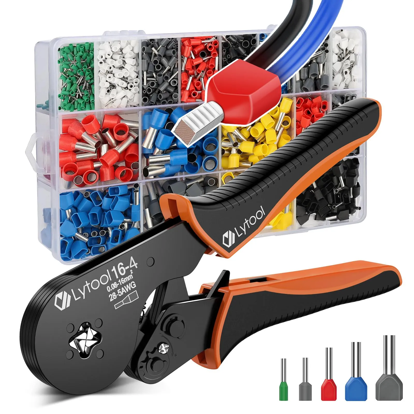 Pinza a Crimpare Quadrata Lytool con Terminali e Kit di Accessori