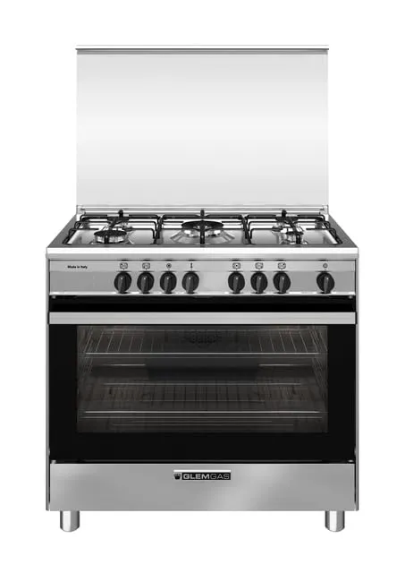 Glem Gas SA965MI6 Cucina a Gas con Forno Elettrico Multifunzione, Acciaio Inox