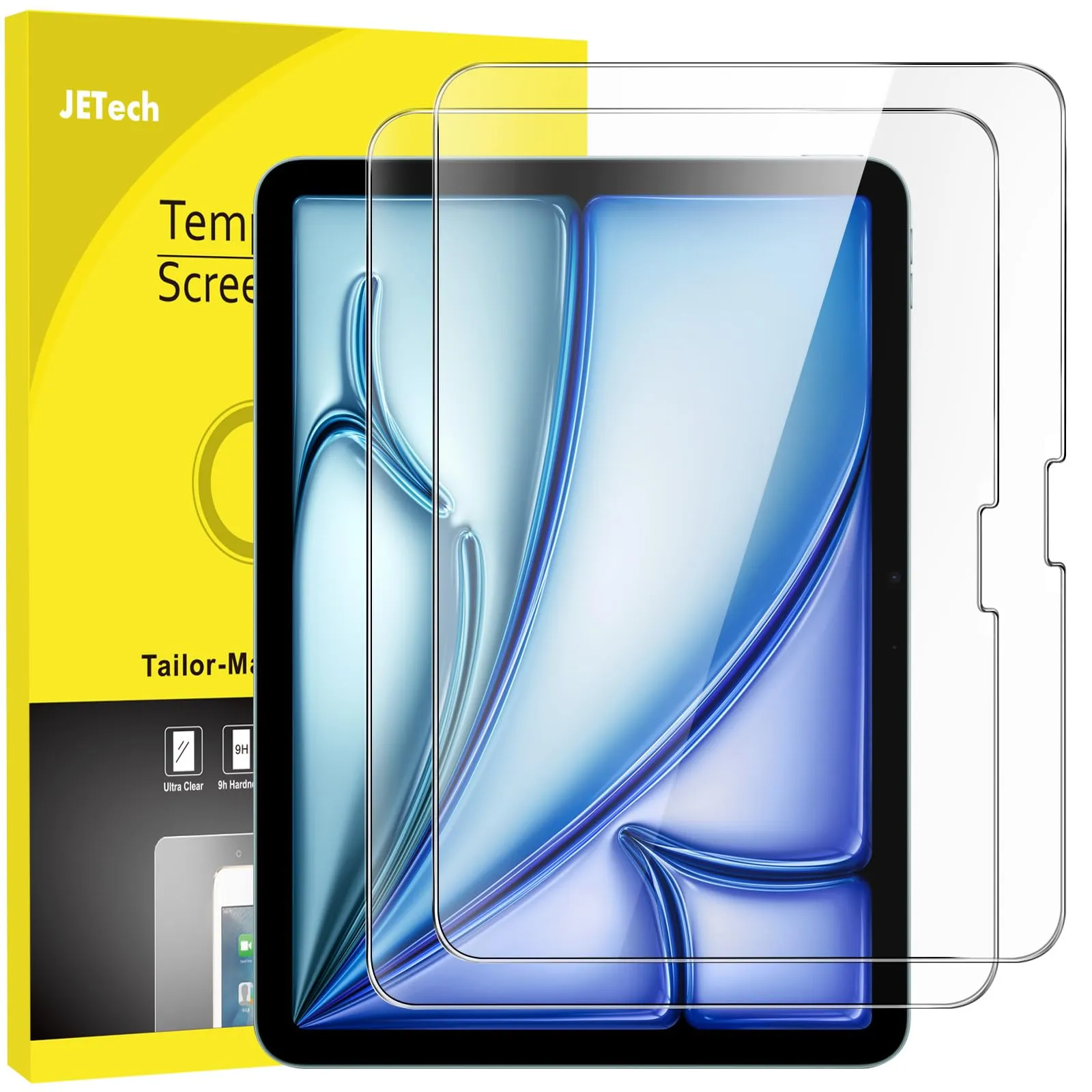 JETech Pellicola Protettiva per iPad Air 11" M3/M2 (2025/2024), 9H Vetro Temperato, HD Chiaro, Pacco da 2