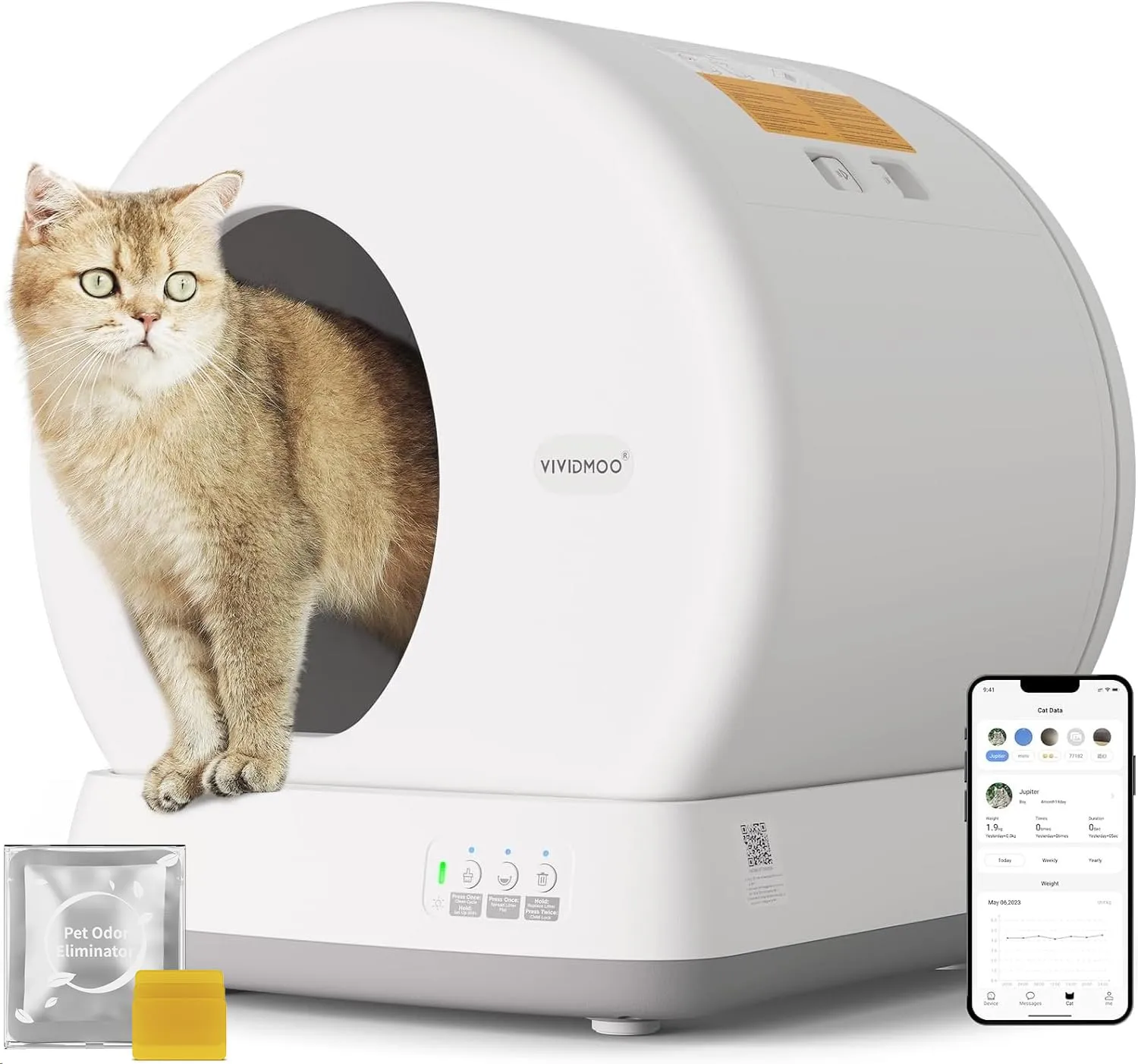 VIVIDMOO Lettiera Autopulente per Gatti Ultra Grande 57,6L