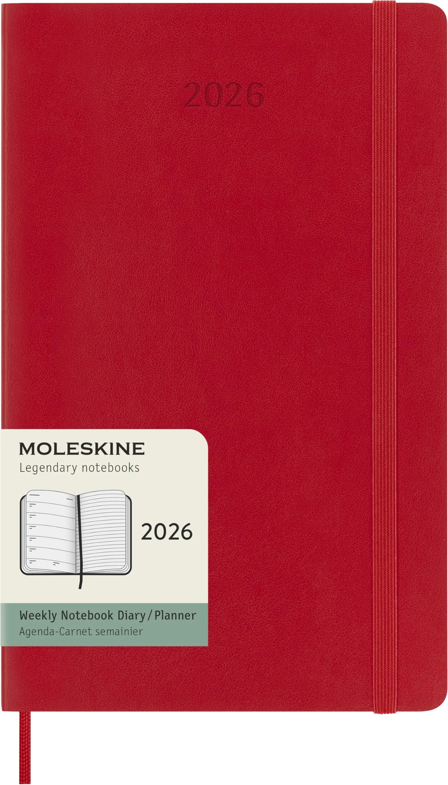 Moleskine Agenda Settimanale 2026, Large, Rosso, Copertina Morbida