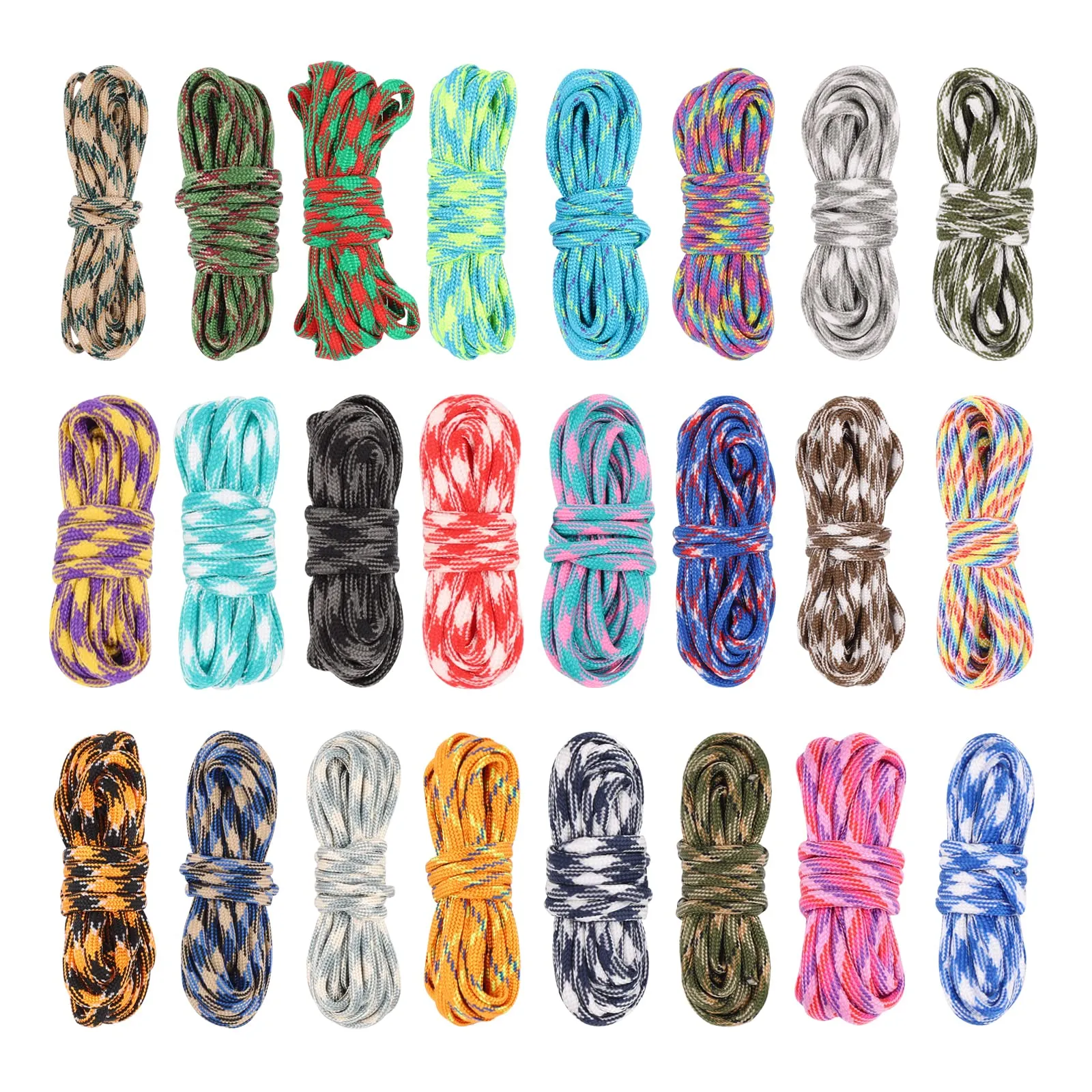 Kit Paracord 550 Colorato - 24 Corde Multifunzione per Braccialetti e Artigianato