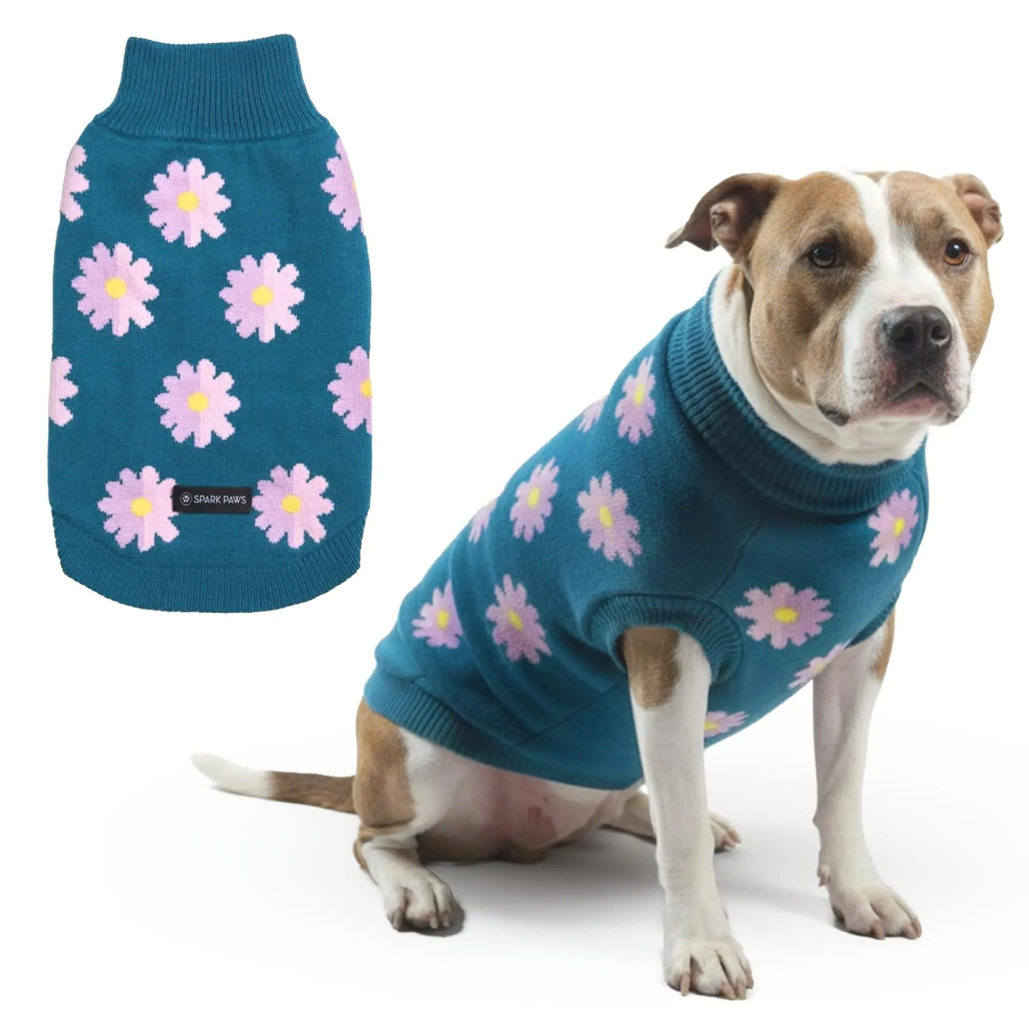 Spark Paws Maglione per Cani a Maglia Fiore - Calore e Stile per l'Inverno