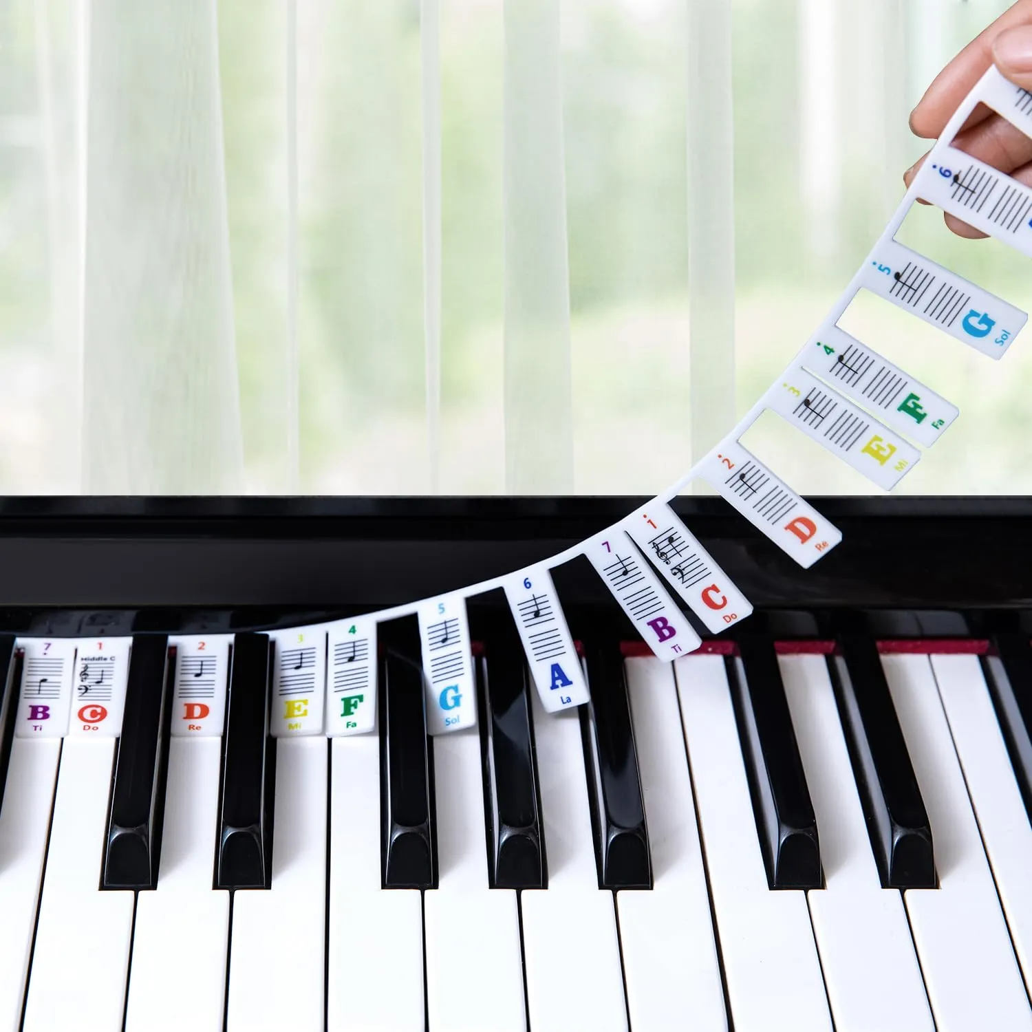 Guida Adesiva per Note Pianoforte con Tasti Colorati
