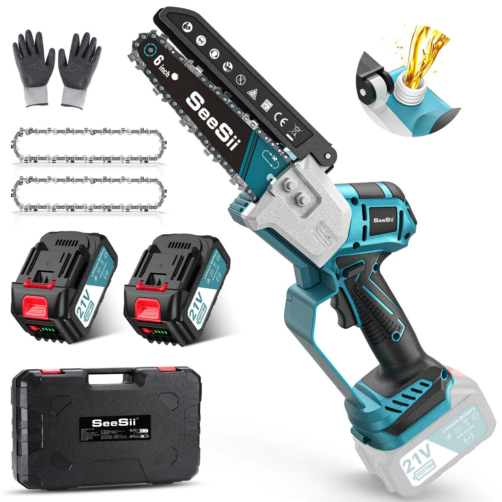 SEESII Motosega a Batteria 6 Pollici