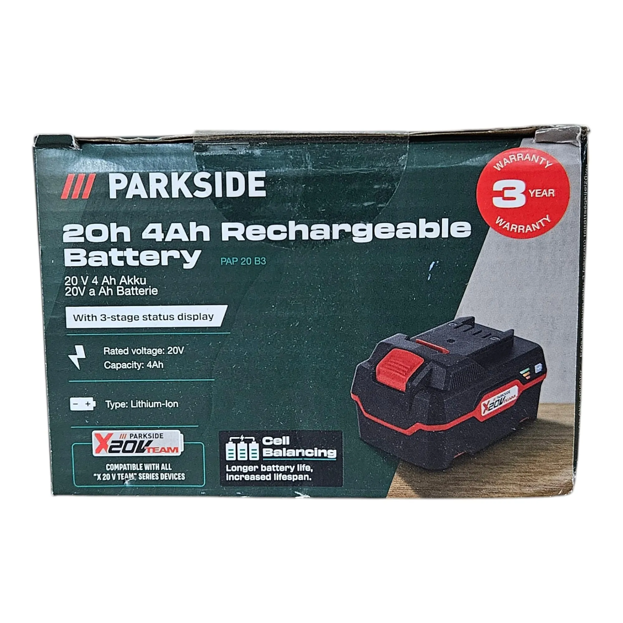 Parkside Batteria 20V 4Ah PAP 20 B3
