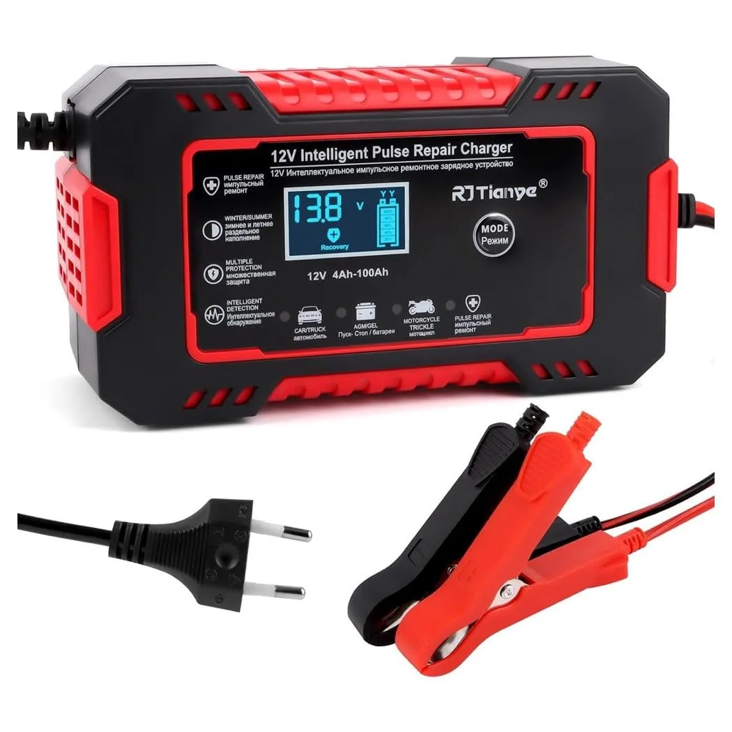 Caricabatterie Auto Moto Barca 6A 12V con Mantenitore e Compensazione Temperatura