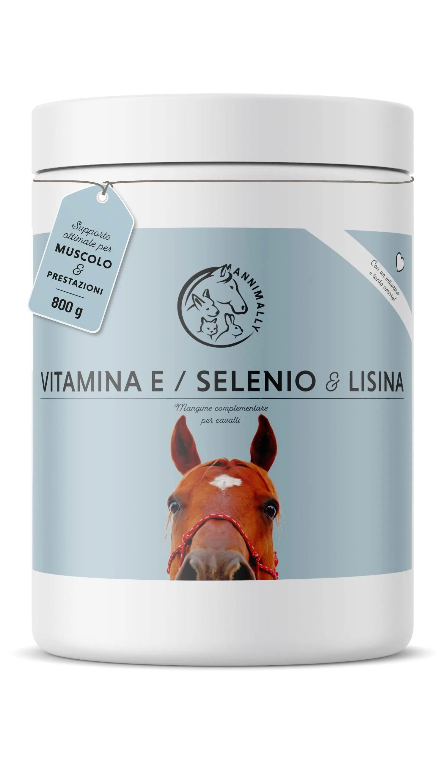 Annimally Selen, Vitamina E, L-Lisina in Polvere per Cavalli 800g