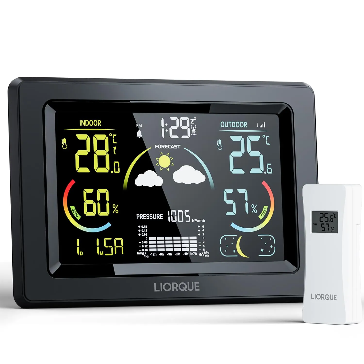 LIORQUE Stazione Meteo con Sensore Esterno e Display LCD a Colori