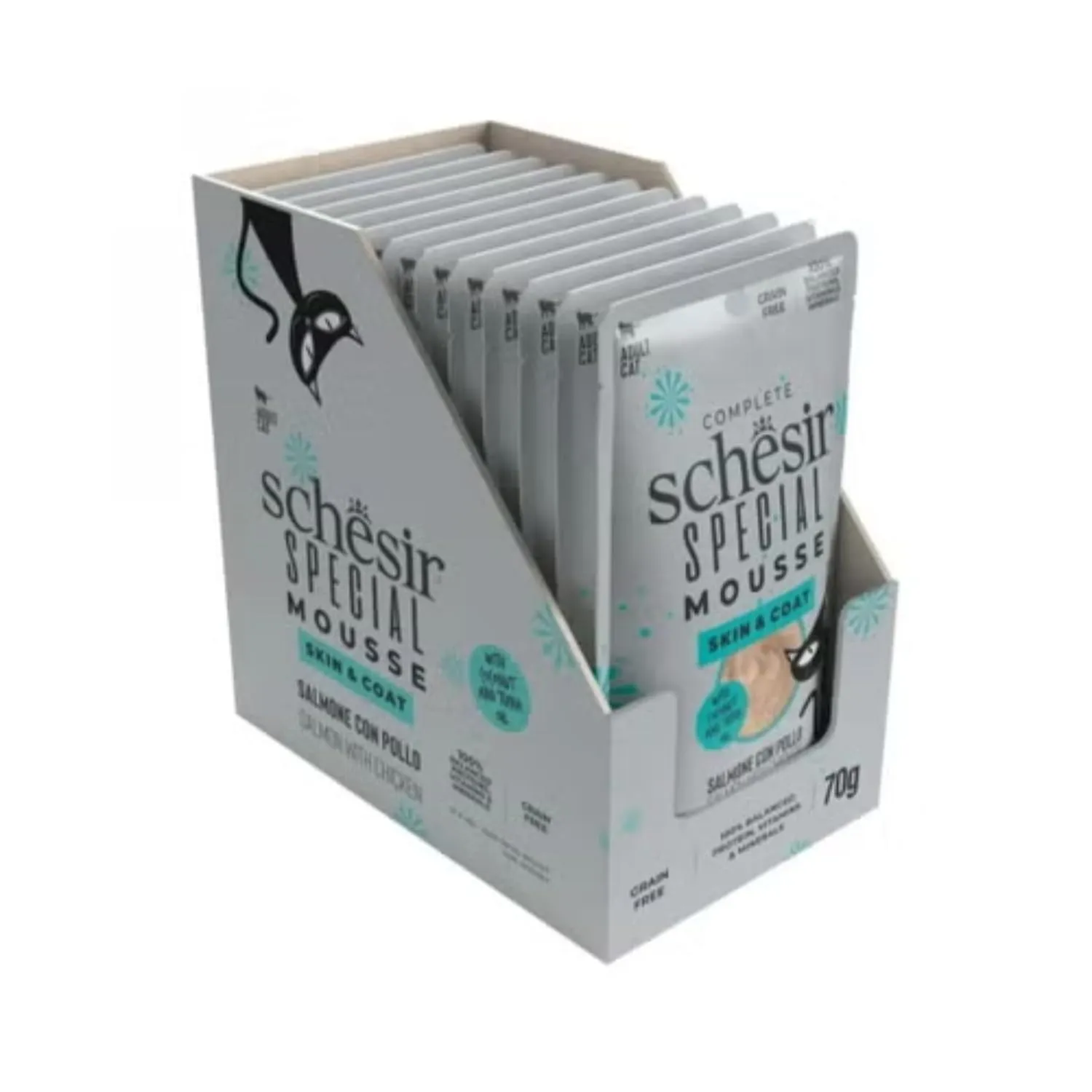 Schesir Special Skin & Coat, Cibo Umido Completo per Gatti (Buste 12 x 70g)