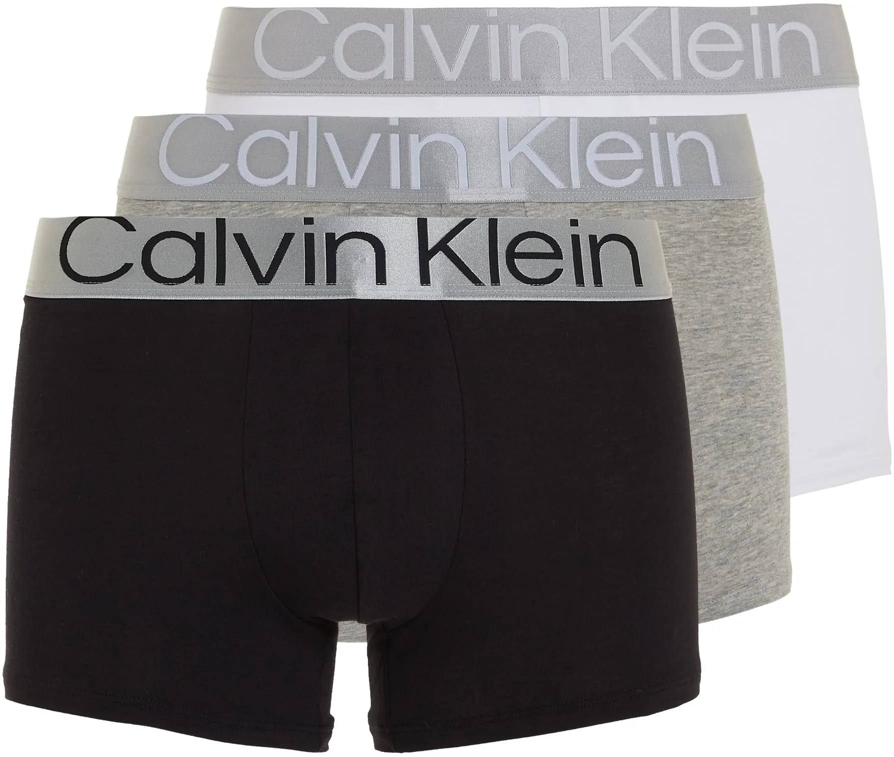 Calvin Klein Trunk 3pk 000nb3130a Boxer, Multicolore (Nero/ Bianco/ Grigio Chiaro), M Uomo