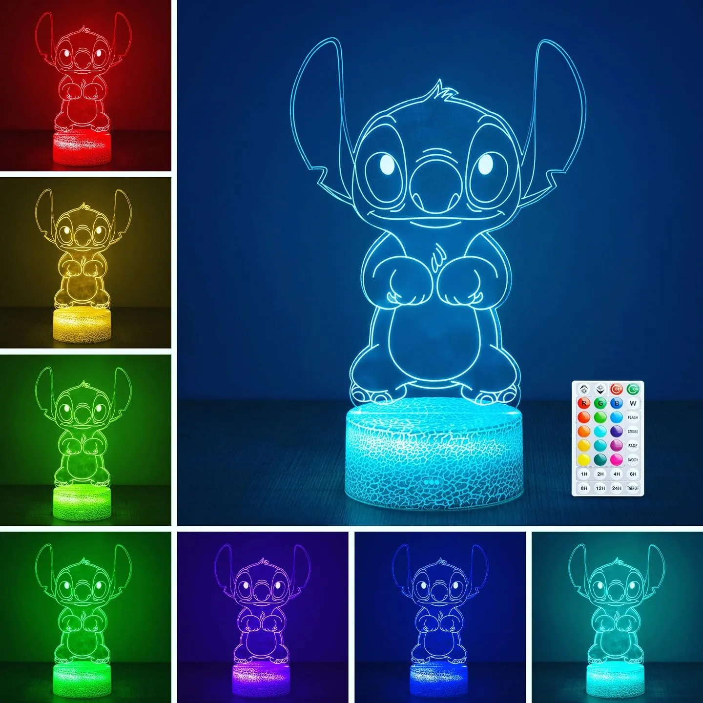 Lampada Stitch 3D a Illusione Ottica