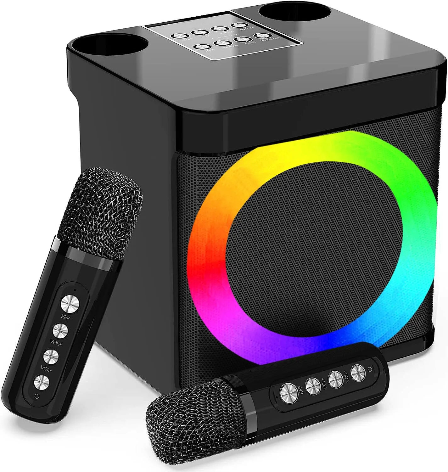 Cassa Karaoke Portatile con 2 Microfoni Wireless e Luci LED