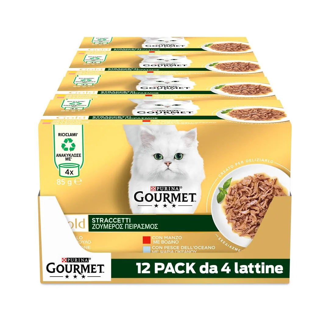 GOURMET Gold Straccetti: Irresistibile Varietà di Sapori per il Tuo Gatto (48x85g)