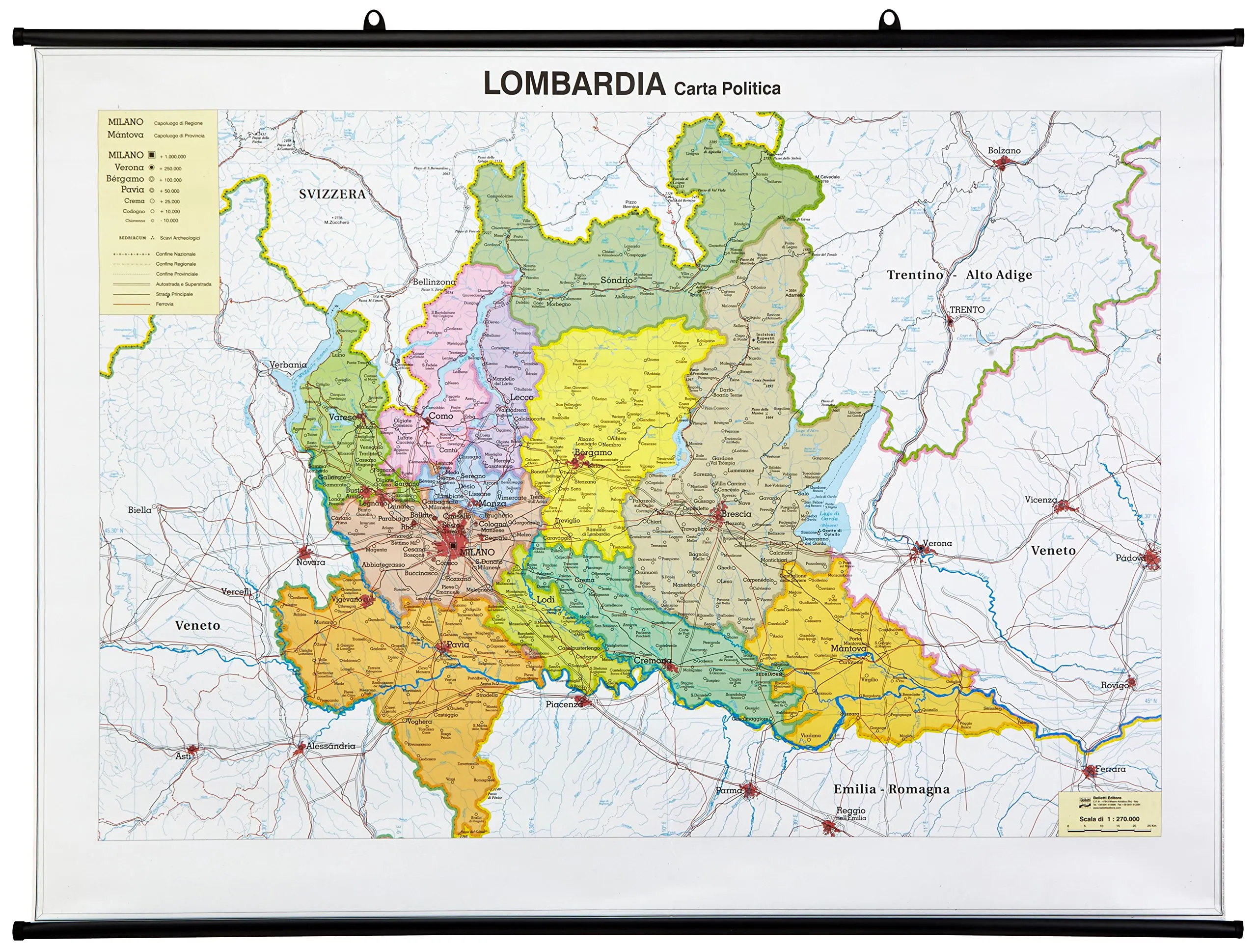 Cartina geografica della Lombardia (fisica e politica)