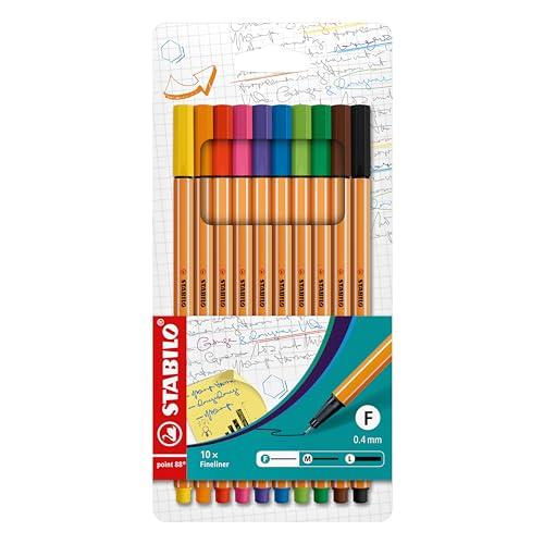 Stabilo Point 88 Fineliner - Astuccio da 10 - Colori Assortiti