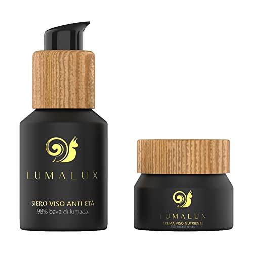 Lumalux - 2 in 1 Siero e Crema Viso Antirughe con Bava di Lumaca, Acido Ialuronico e Aloe Vera