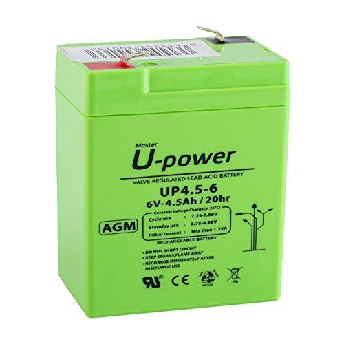 Batteria al piombo AGM sigillata U-Power 4.5Ah 6V - Faston F1 4.8mm