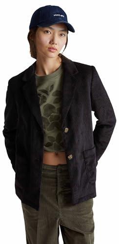 United Colors of Benetton Giacca in Velluto a Coste Nera da Donna