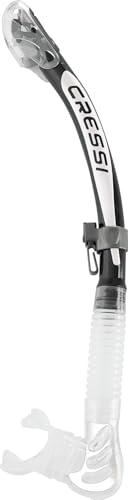 CRESSI Alpha Ultra Snorkel, Aeratore Dry per Immersione Apnea e Snorkeling Unisex Adulto, Trasparente/Nero/Bianco, Unica