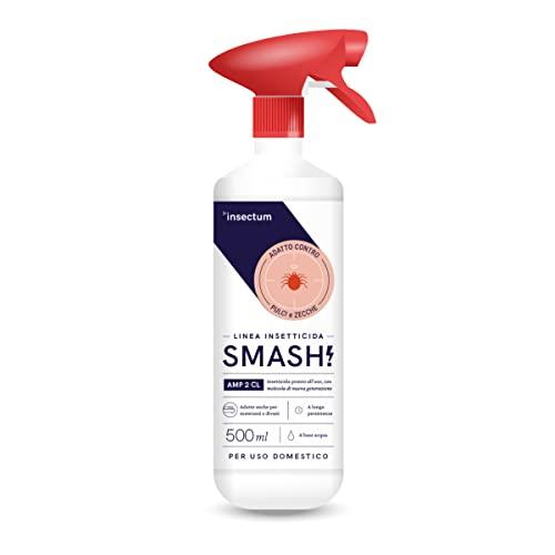 SMASH Spray Antipulci e Antizecche per Ambienti e Tessuti - Per uso in Casa ed esterno - 1x500ml - Insetticida Senza Permetrina