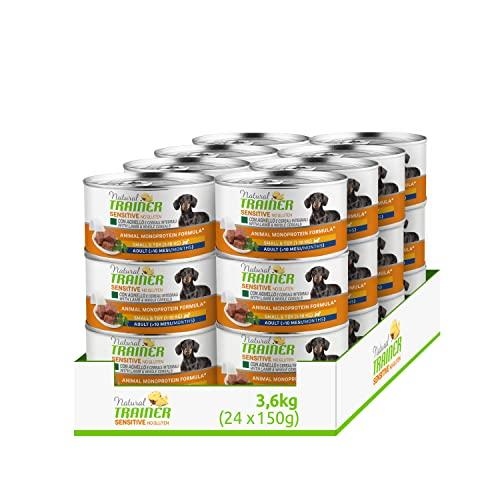 Natural Trainer Sensitive No Gluten Small & Toy - Cibo Umido per Cani con Agnello e Cereali Integrali 24 x 150 g