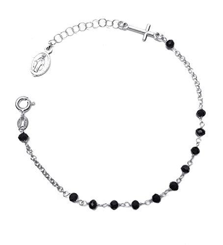 Bracciale Rosario in Argento 925 con Pietre Nere Linea Italia Gioielli