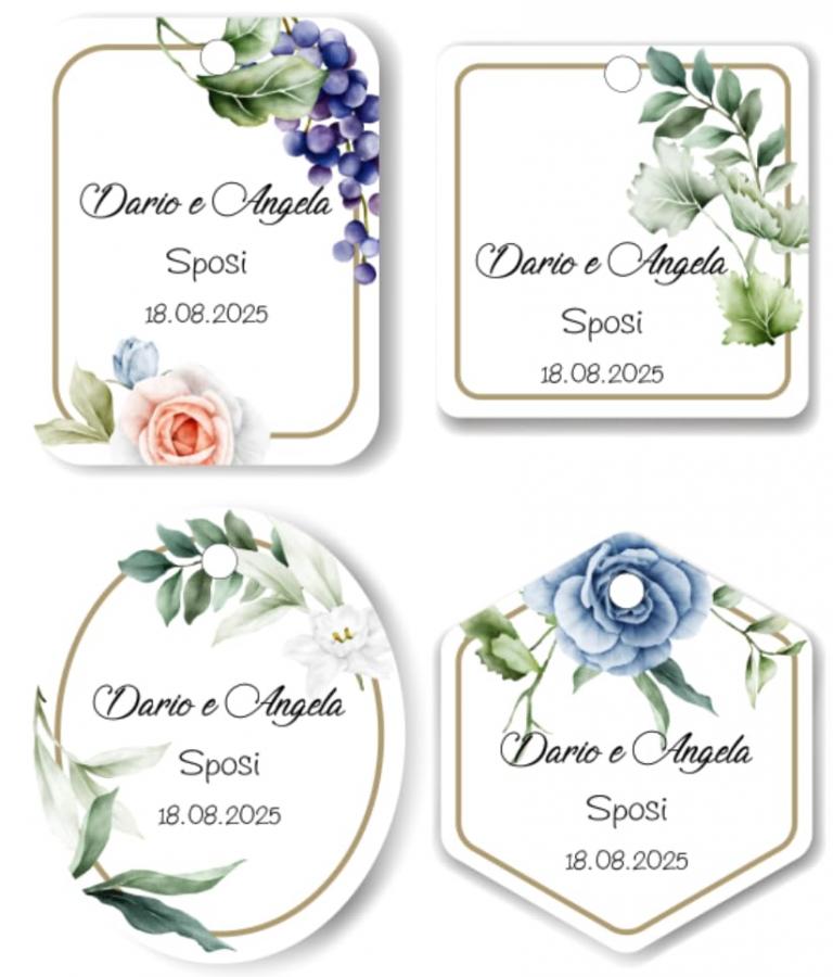 Set di 20 Etichette Personalizzabili per Bomboniere Fai da Te