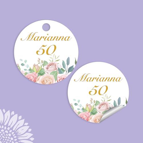 Etichette Adesive Personalizzate 50 Anni Rose Floreali - FLR-001 (Set da 10)