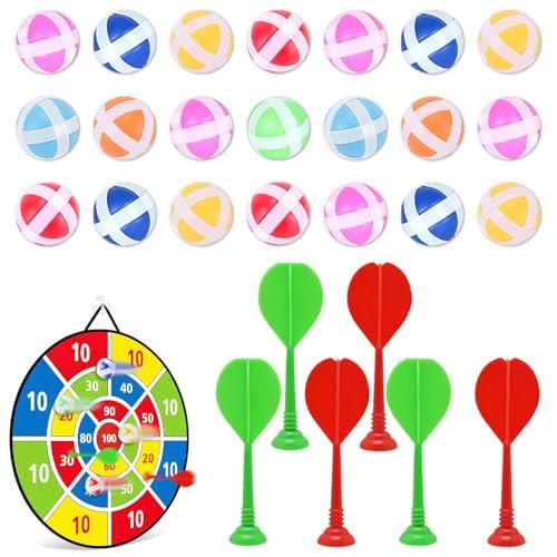 Sfera Appiccicosa Set-21 Palline di Ricambio 3.2cm,6 Pezzi di Freccette Adesive,per Gioco con Bersaglio,Adatte per Gioco con Velcro, Gioco di Lanci e Catch, Gioco da Interno e Esterno