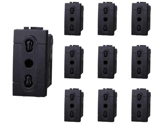 Presa Bipasso Compatibile Bticino Living Light - Set da 10 Pezzi (Nero)