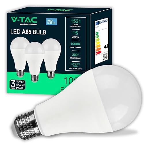 V-TAC 3x Lampadine LED 15W E27 4000K
