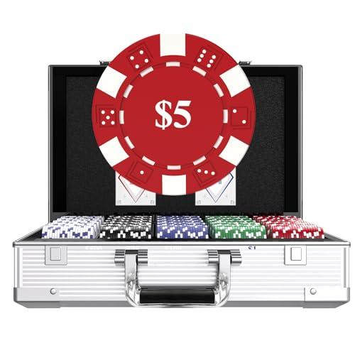 HEITOK Set Poker Casino 1000 Pezzi con Valori Nominali e Custodia in Alluminio