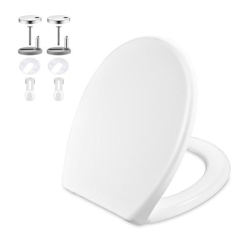 GRIFEMA G952 Tavoletta WC Universale, Copriwater O Forma, UF Sedile WC Effetto Porcellana- Antibatterico & Non ingiallisce - Chiusura Ammortizzata - Sgancio Rapido & Facile da Pulire[Exclusiva Amazon]