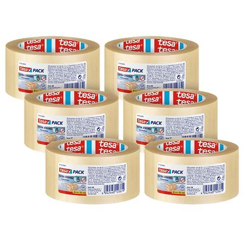 tesapack Ultra Forte, Set da 6 Nastri Adesivi per Imballaggio