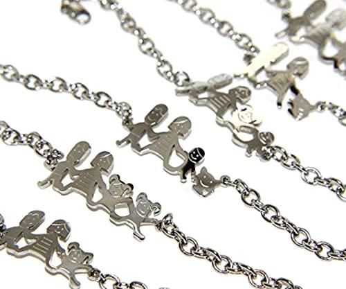 Bracciale Family con Sagoma Famiglia in Acciaio Inossidabile