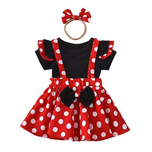Lito Angels Vestito Costume con Fascia per Bambina, Pois Rossi
