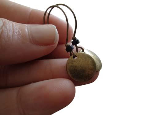 Orecchini Vintage Bronzo con Rondelle in Ceramica Nera