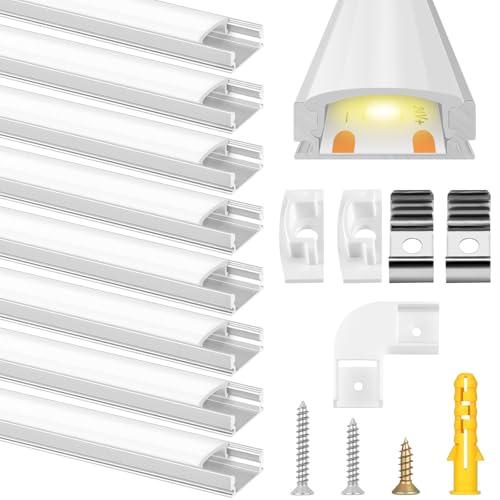 flintronic Profilo LED 8 x 0.3 m, Rettangolari in Alluminio Canale/Guida, Con Copertura, Connettore Angolare, Materiale di Montaggio per Strisce LED