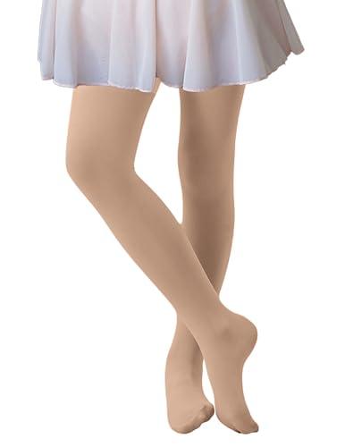 CozyWow - Collant da balletto per ragazze, ultra morbidi, elastici, da danza, beige, 6-8 anni